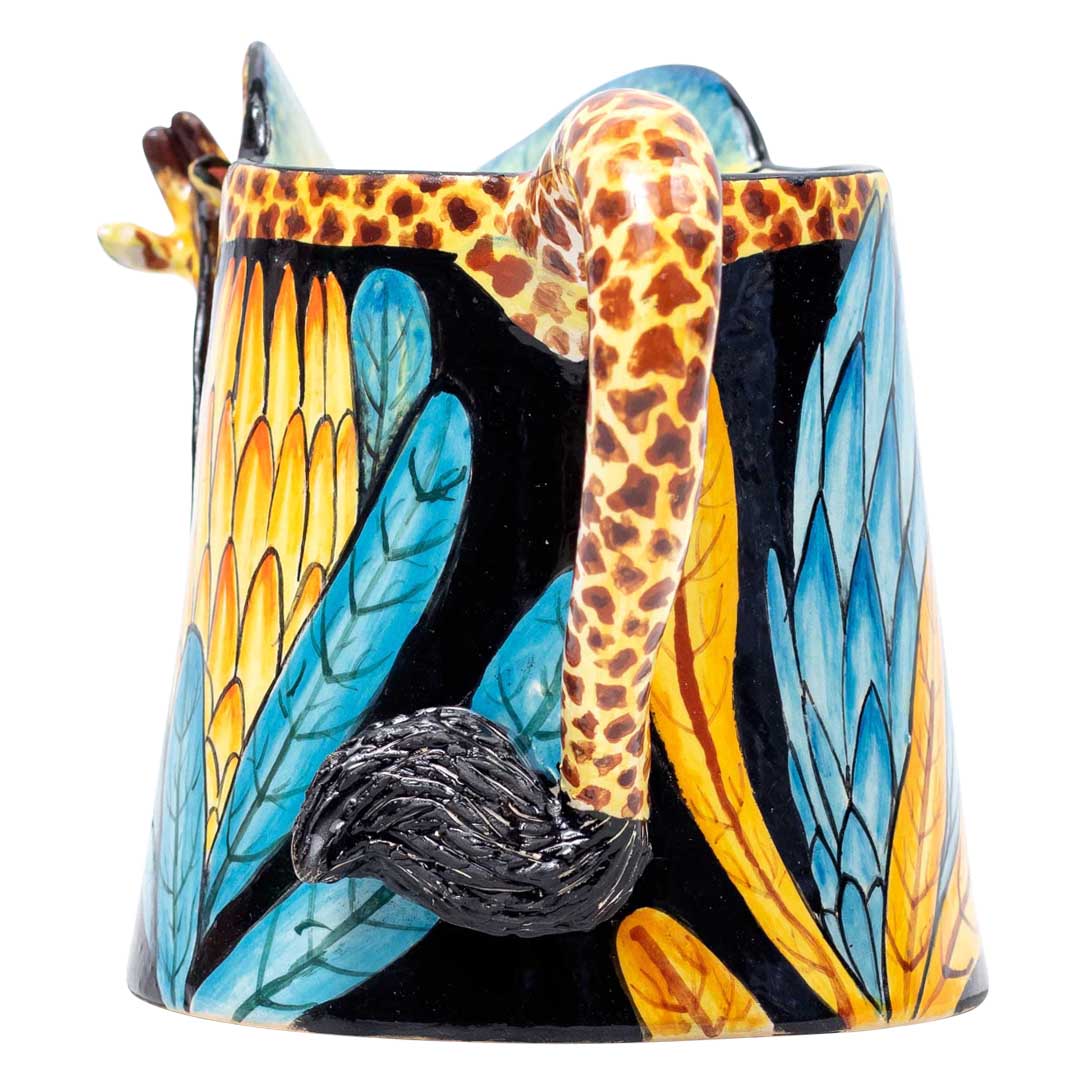 Giraffe, protea, blue, gold and black jug