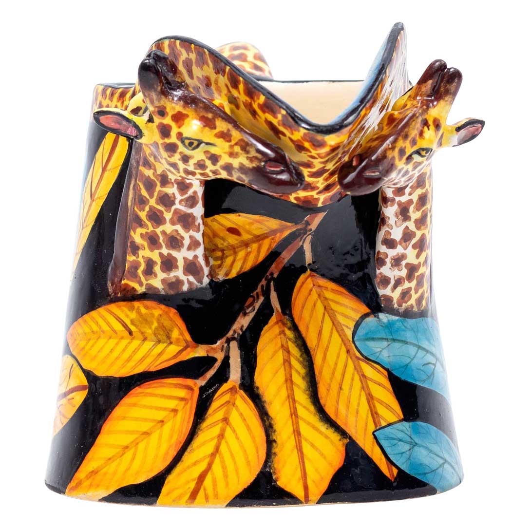 Giraffe, protea, blue, gold and black jug