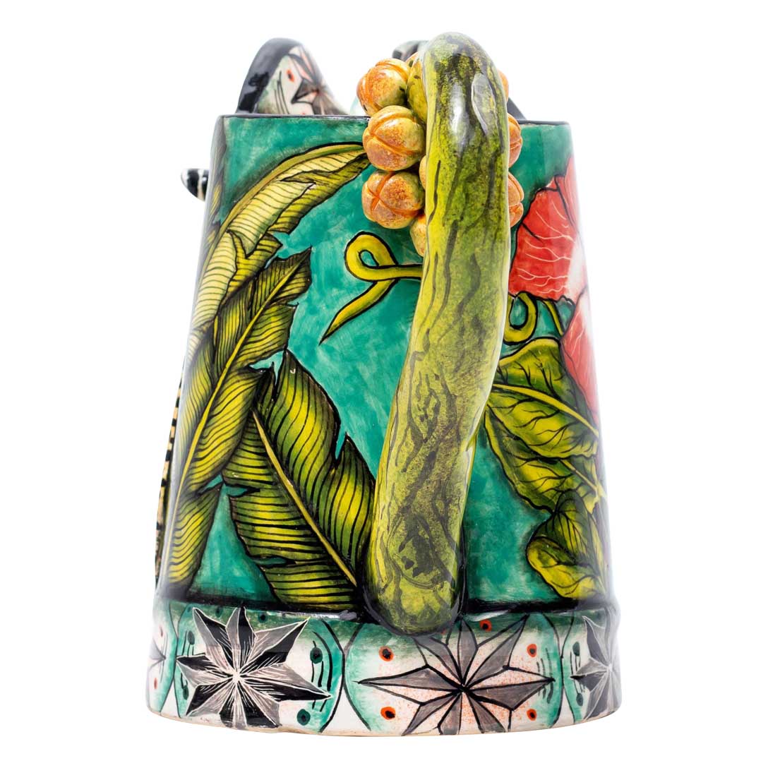 Leopard & hibiscus flower jug