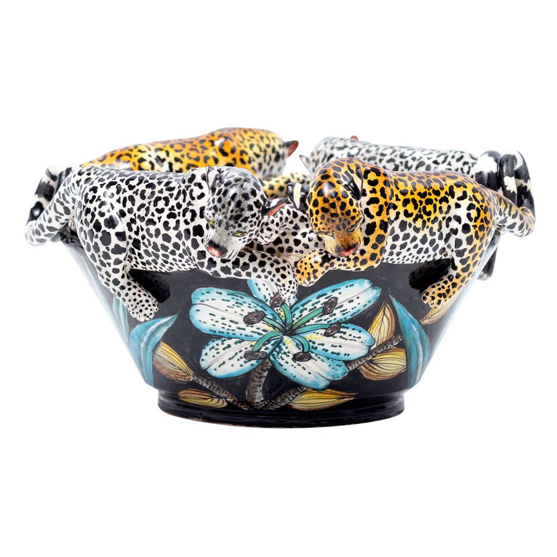 Leopard & crinum flower bowl