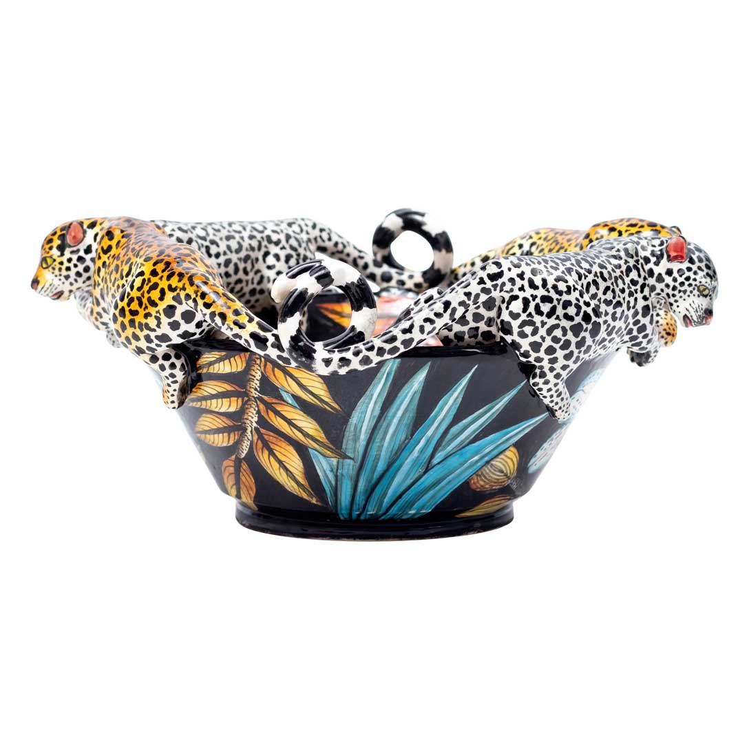 Leopard & crinum flower bowl