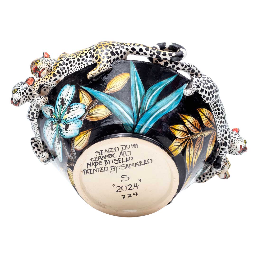 Leopard & crinum flower bowl