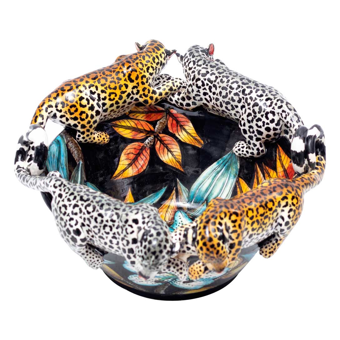 Leopard & crinum flower bowl