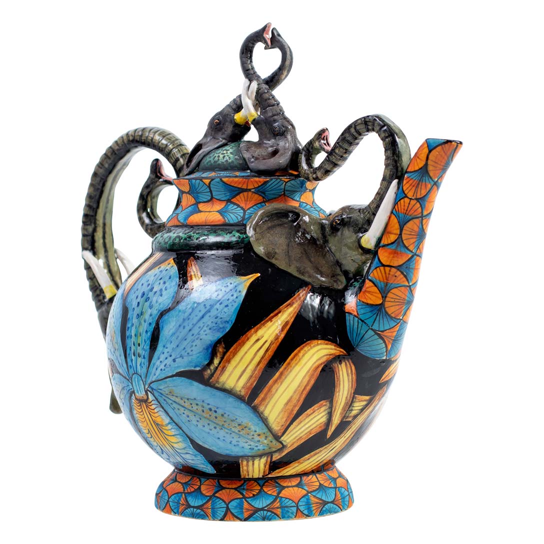 Elephant & orchid teapot