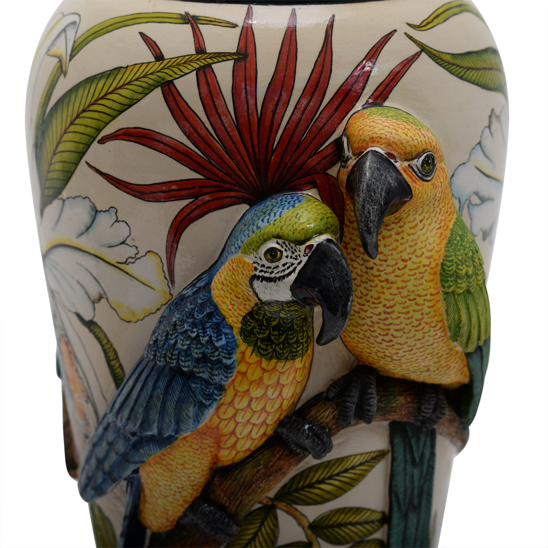Pair of parrot & orchid flower lamps