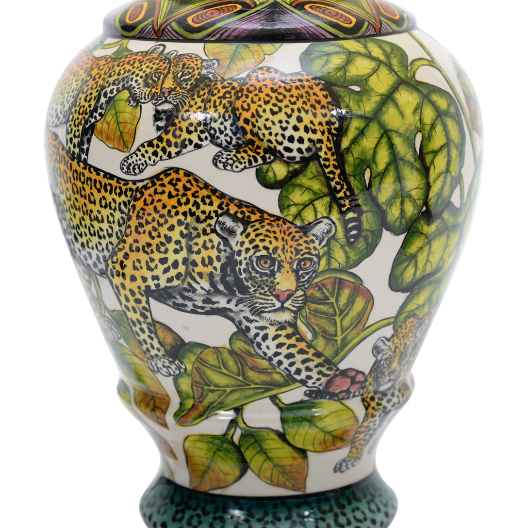 Pair of leopard lamps