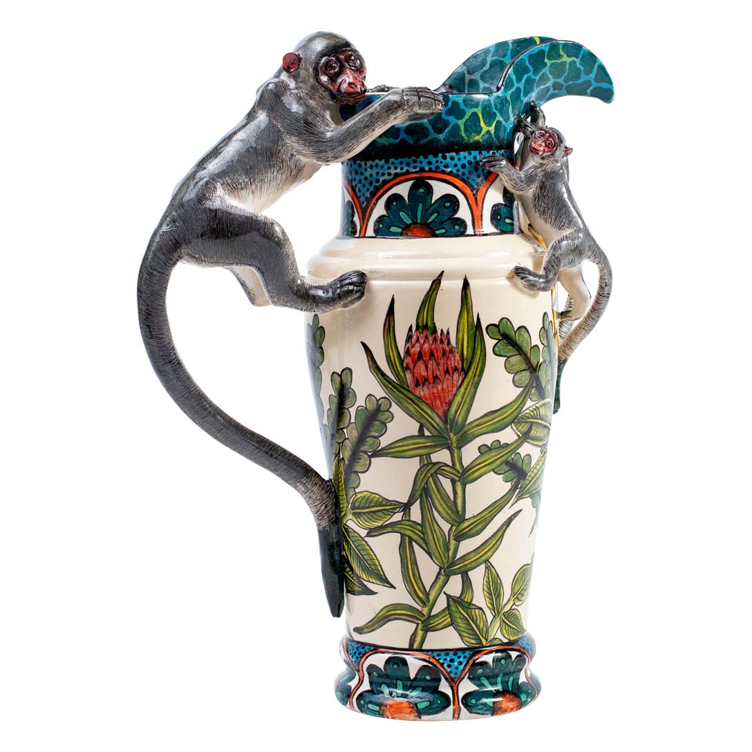 Monkey & protea flower jug