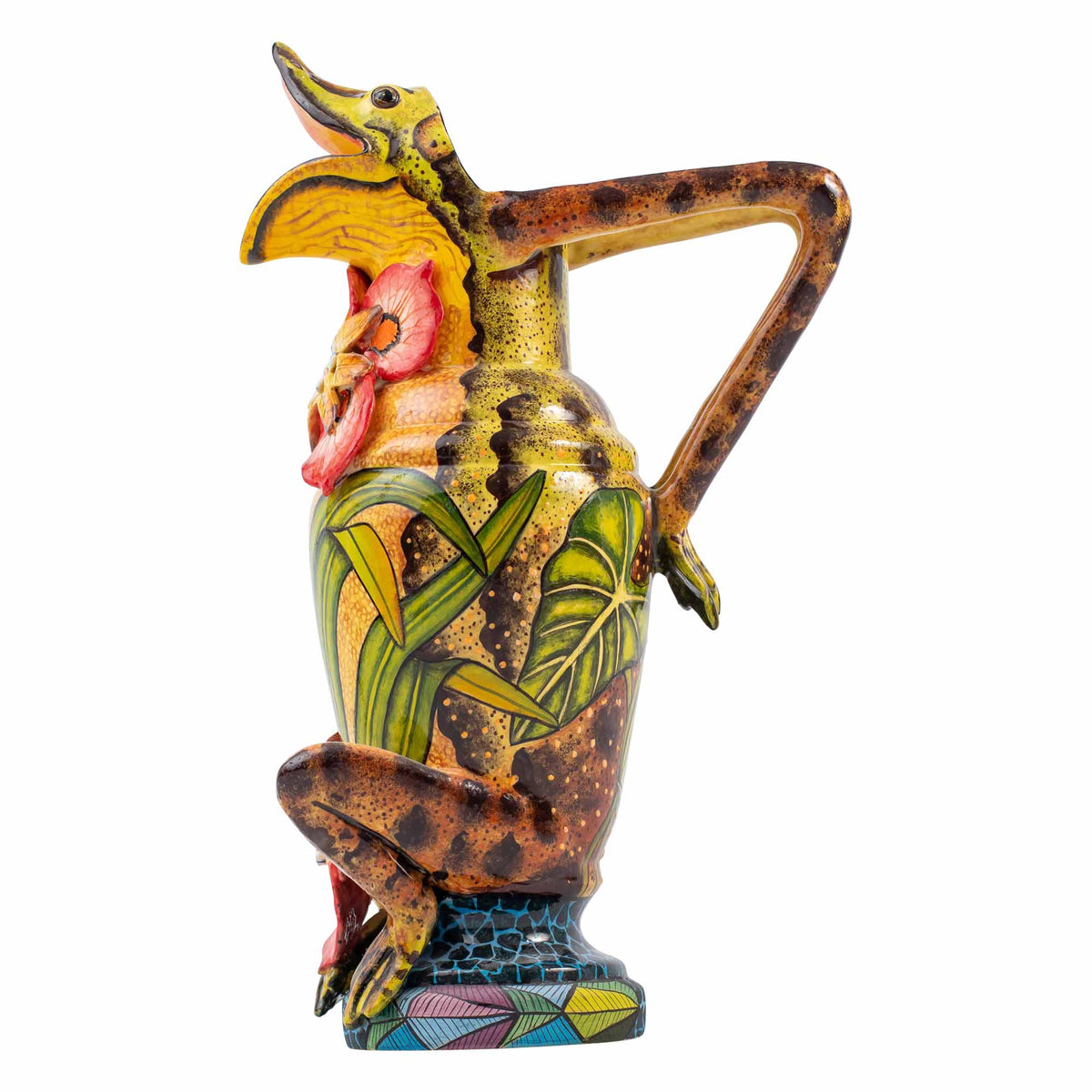 Frog & water lily flower jug