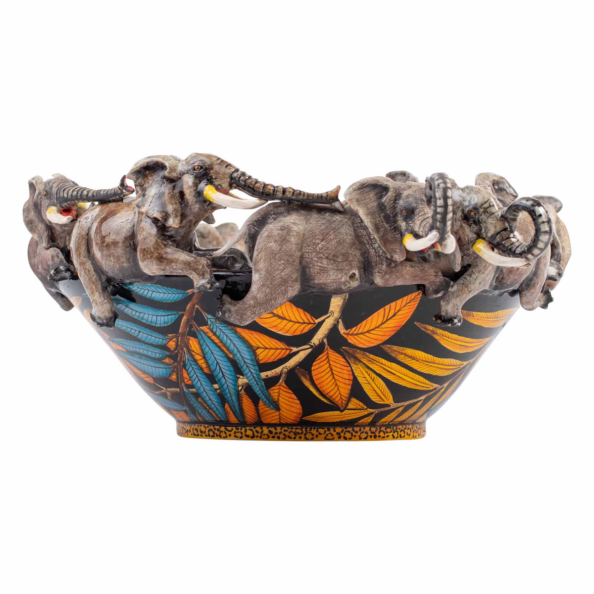Elephant & orchid flower bowl