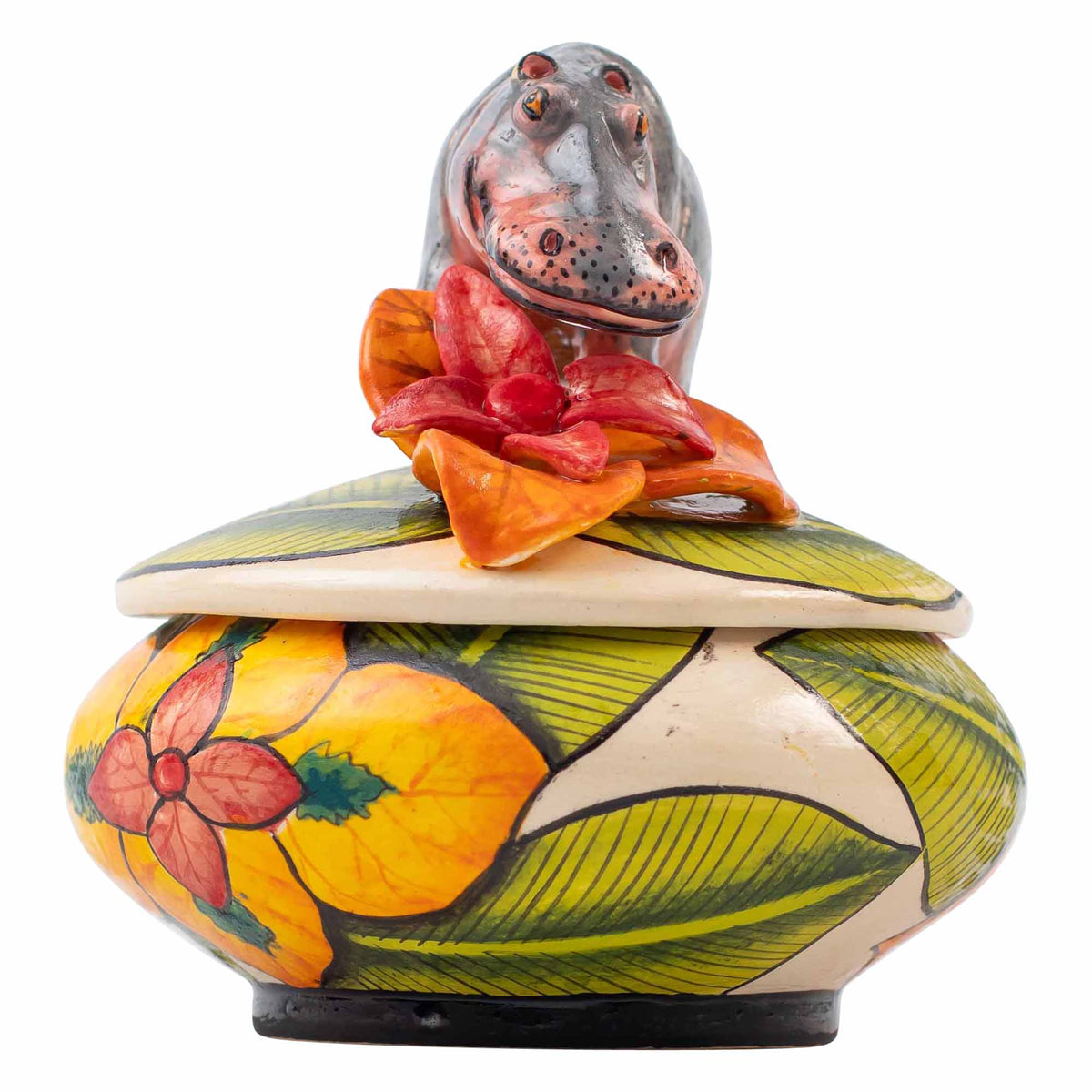 Hippo & lily pad flower jewelry box