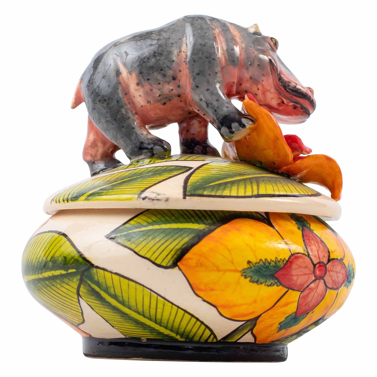 Hippo & lily pad flower jewelry box