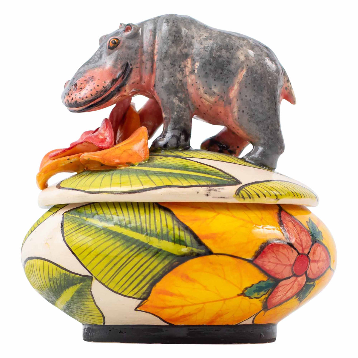 Hippo & lily pad flower jewelry box