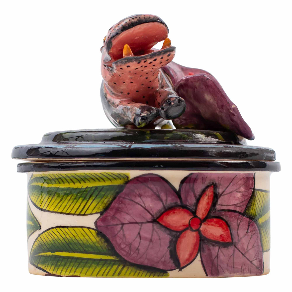 Hippo & lily pad flower jewelry box