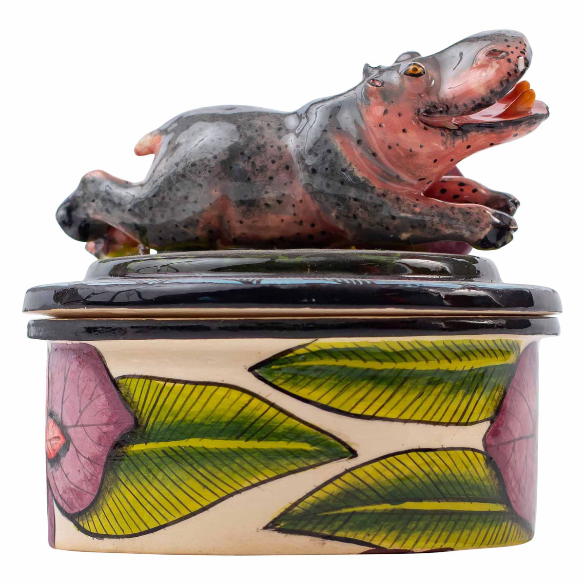 Hippo & lily pad flower jewelry box