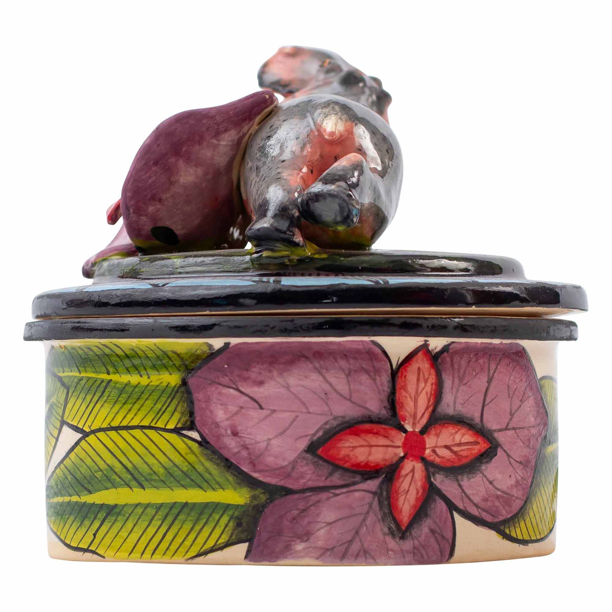 Hippo & lily pad flower jewelry box