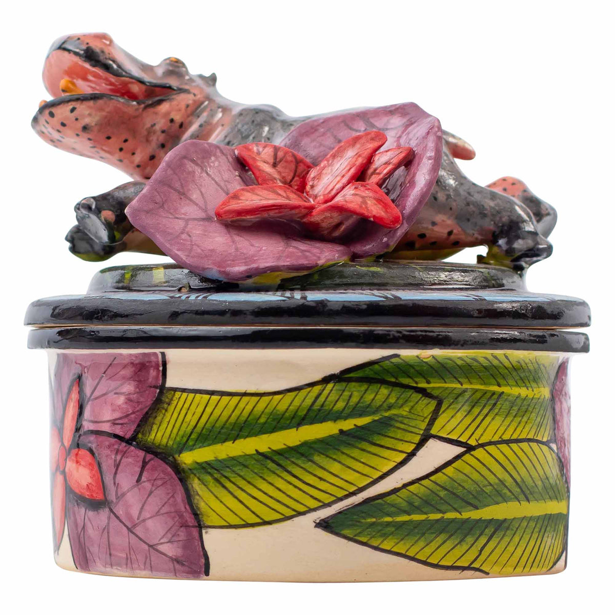 Hippo & lily pad flower jewelry box