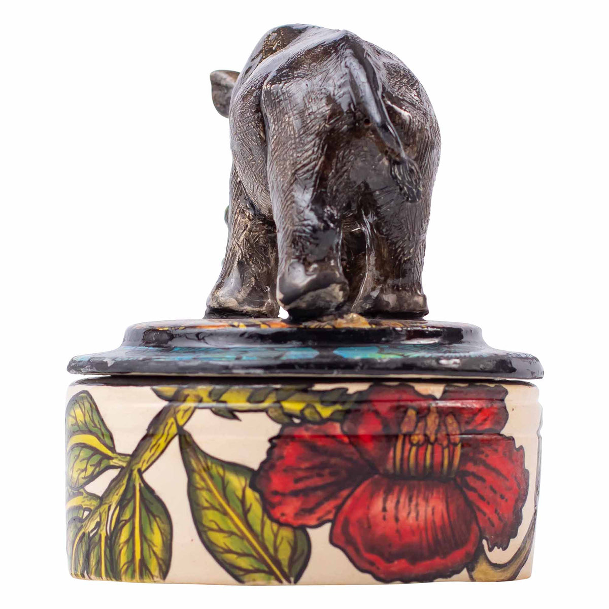Rhino & hibiscus flower jewelry box