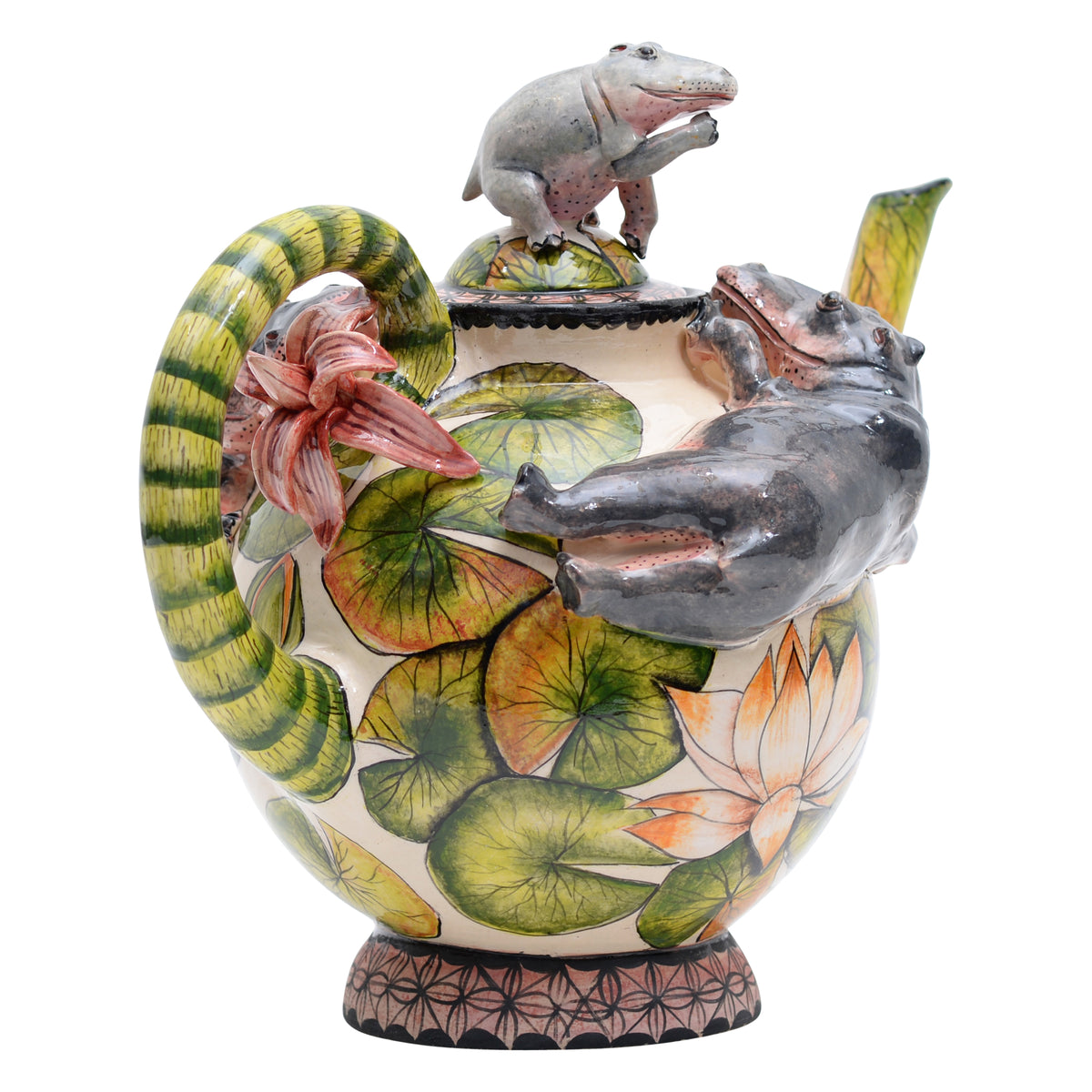 Hippo & lily pad flower teapot