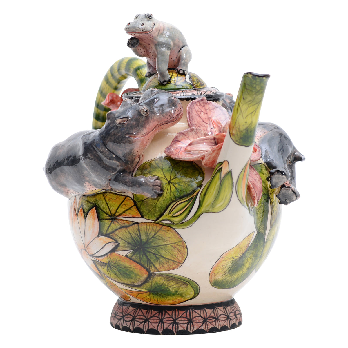 Hippo & lily pad flower teapot