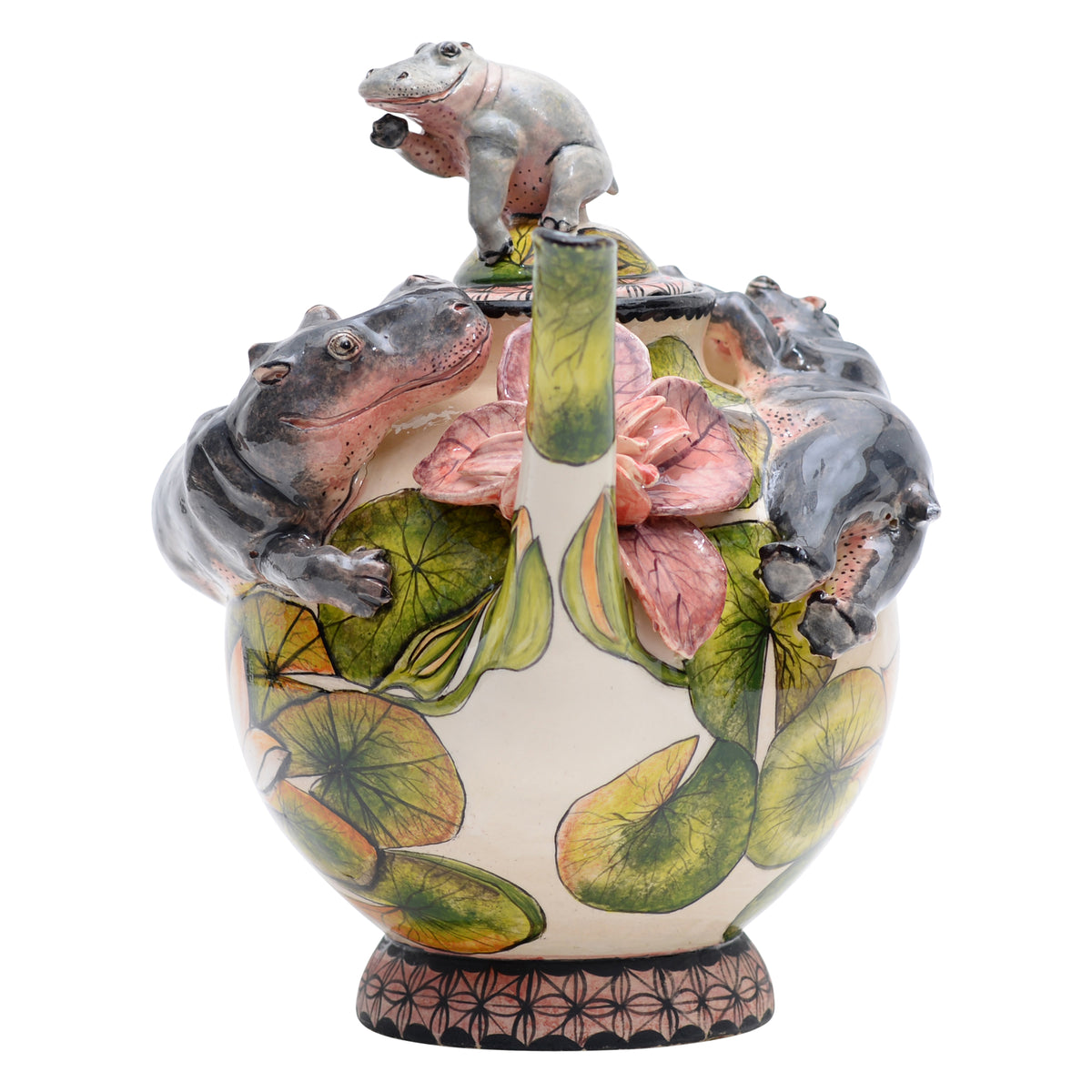 Hippo & lily pad flower teapot