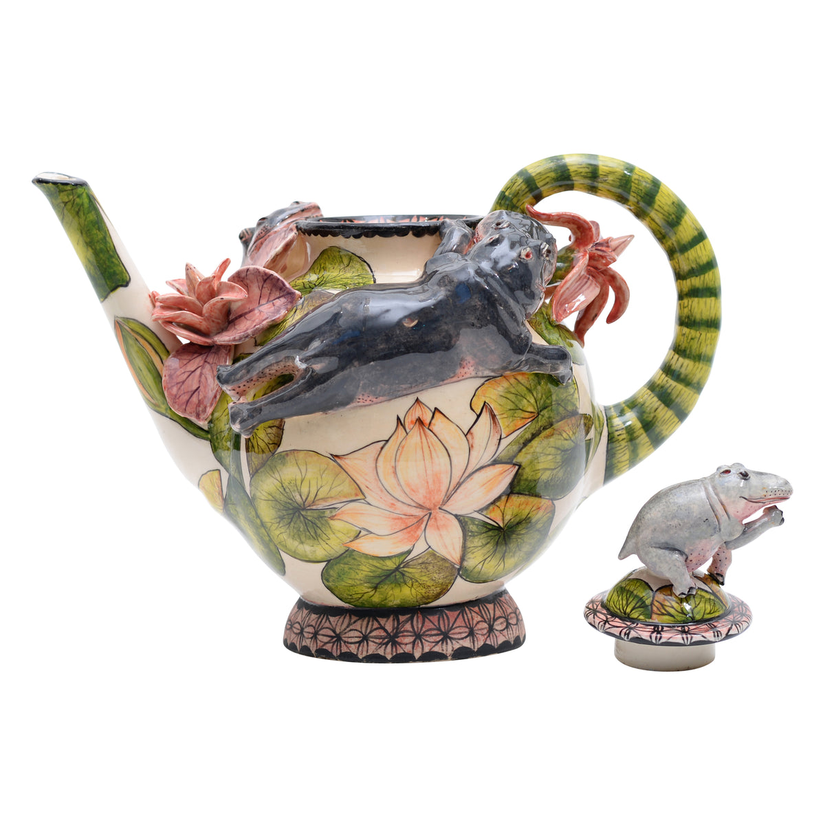 Hippo & lily pad flower teapot
