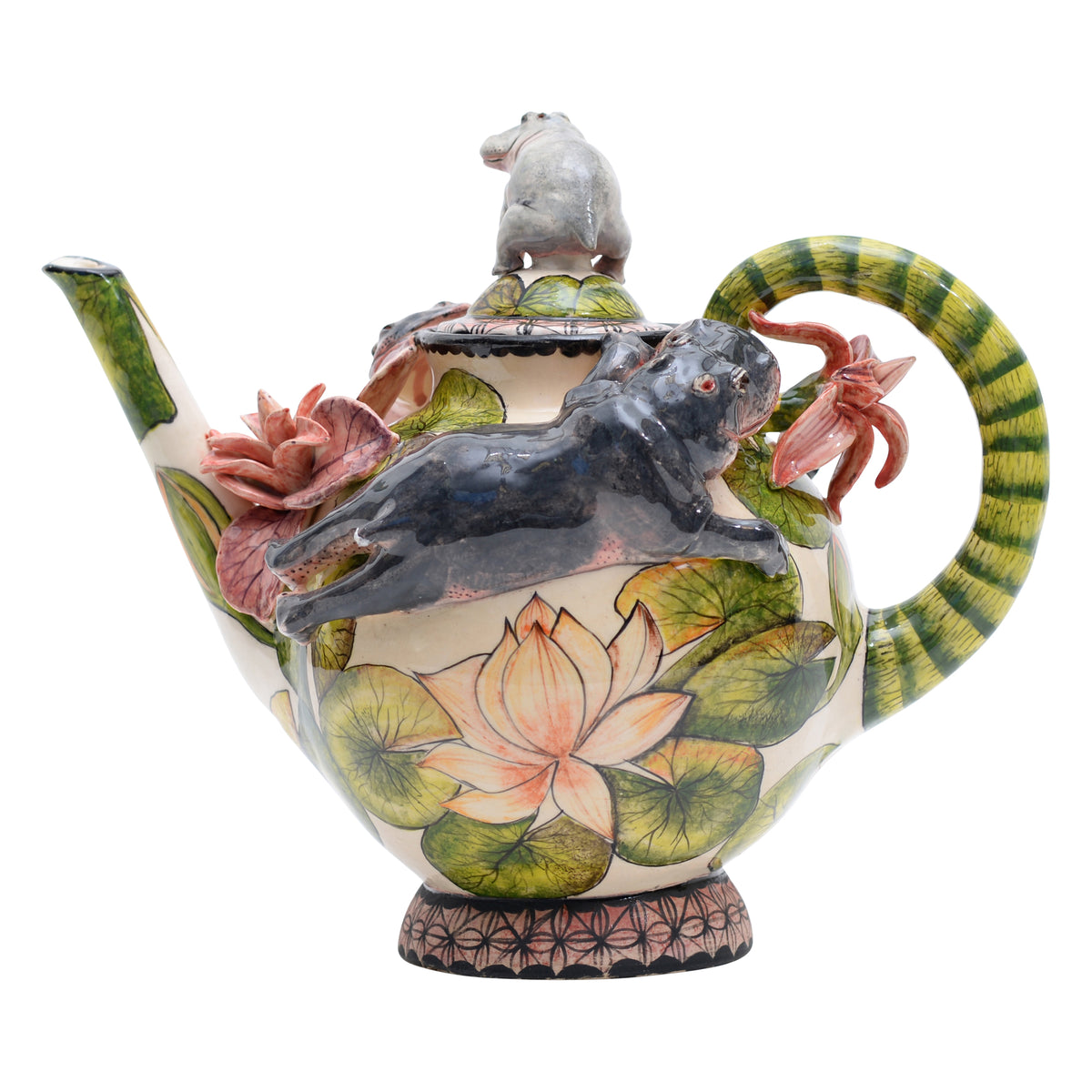 Hippo & lily pad flower teapot