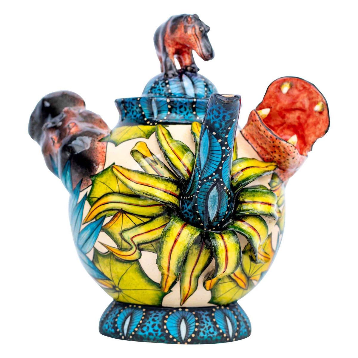 Hippo & water lily flower teapot