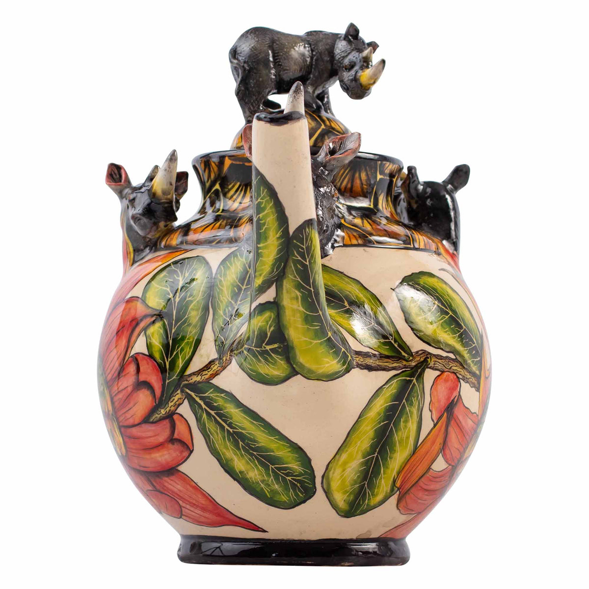 Rhino & waratah flower teapot