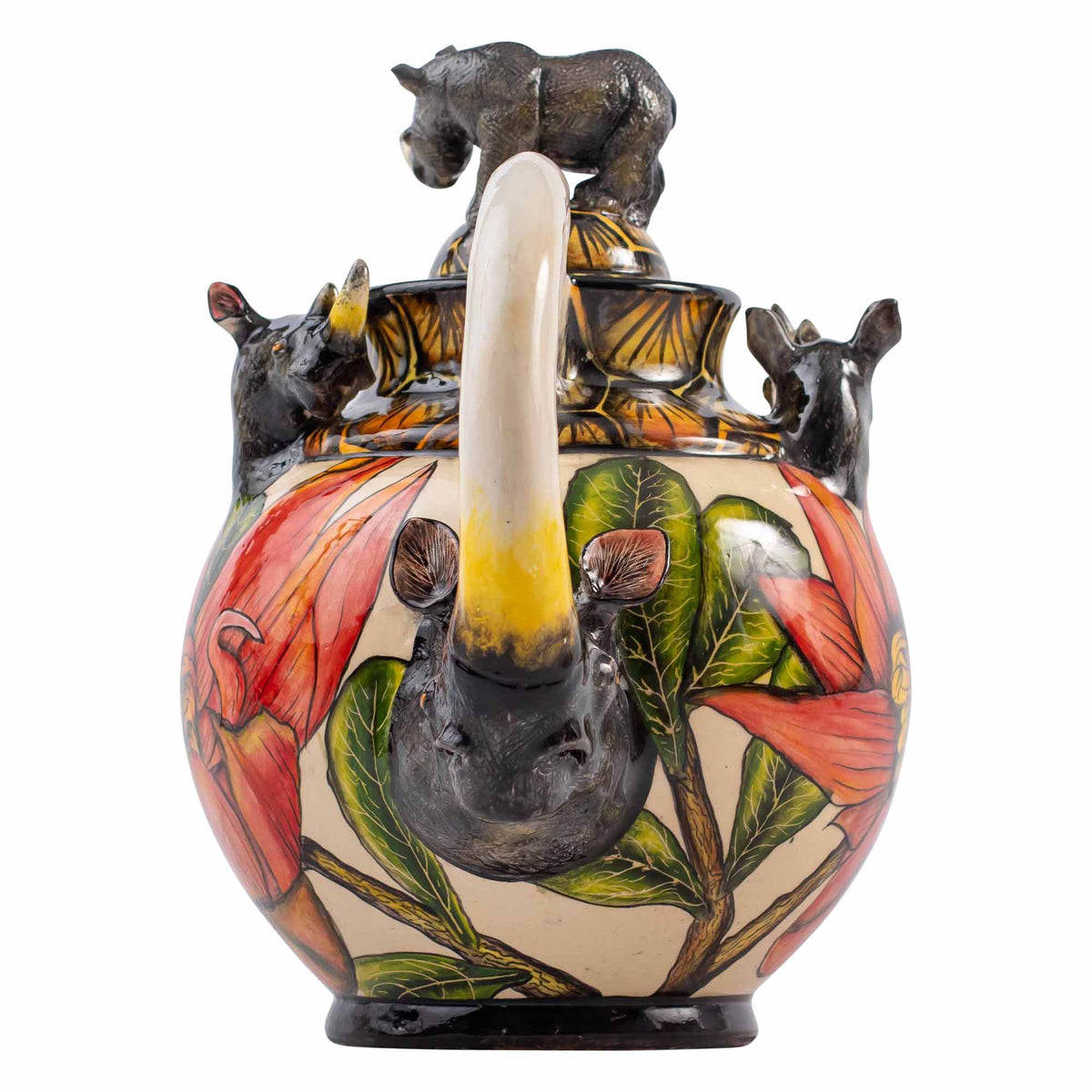 Rhino & waratah flower teapot