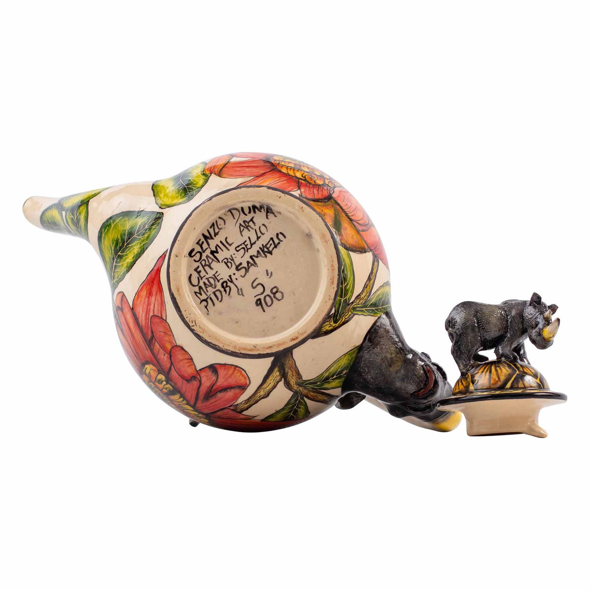 Rhino & waratah flower teapot