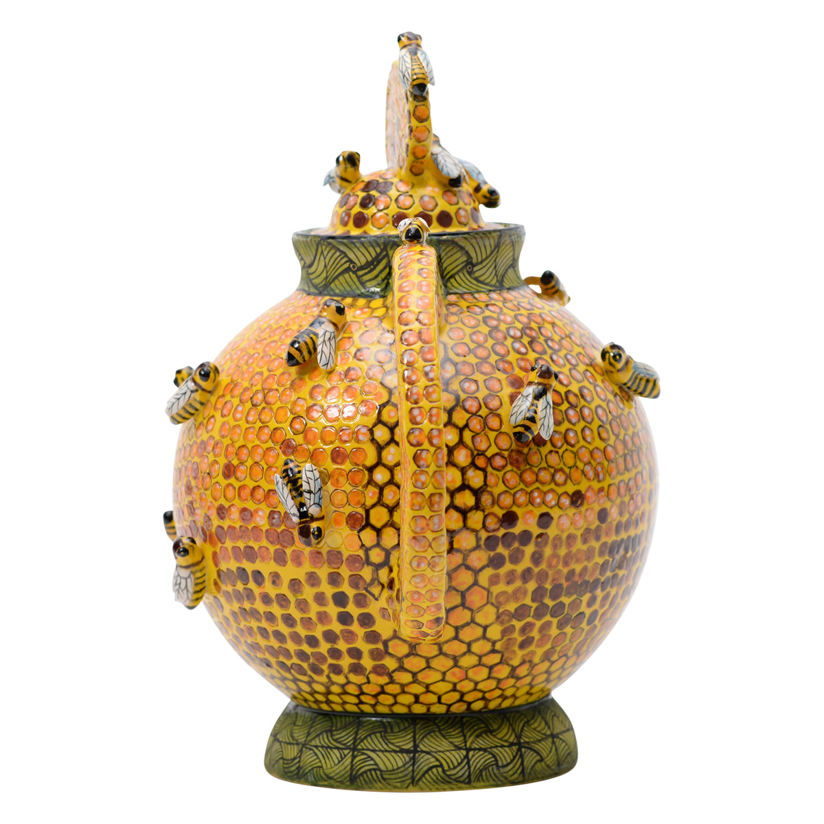 Bees on honeycomb teapot