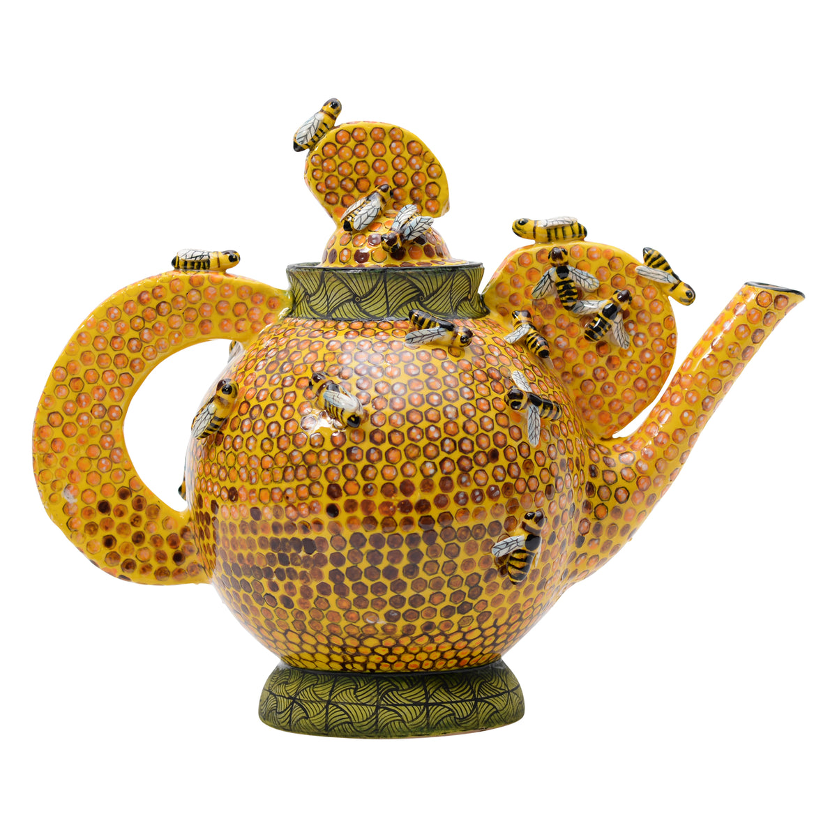 Bees on honeycomb teapot