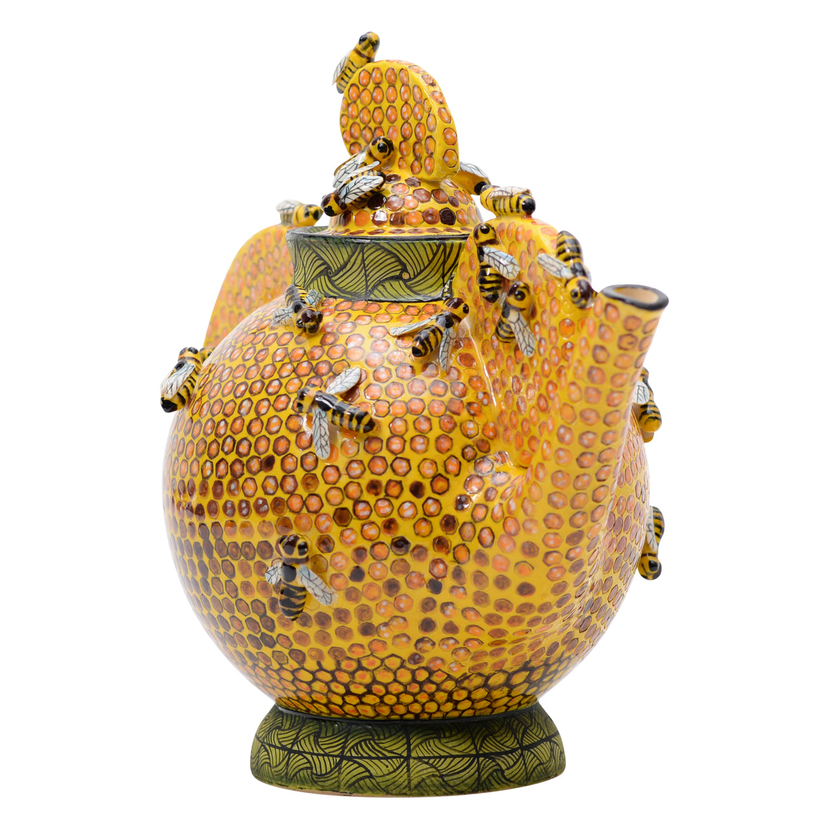 Bees on honeycomb teapot