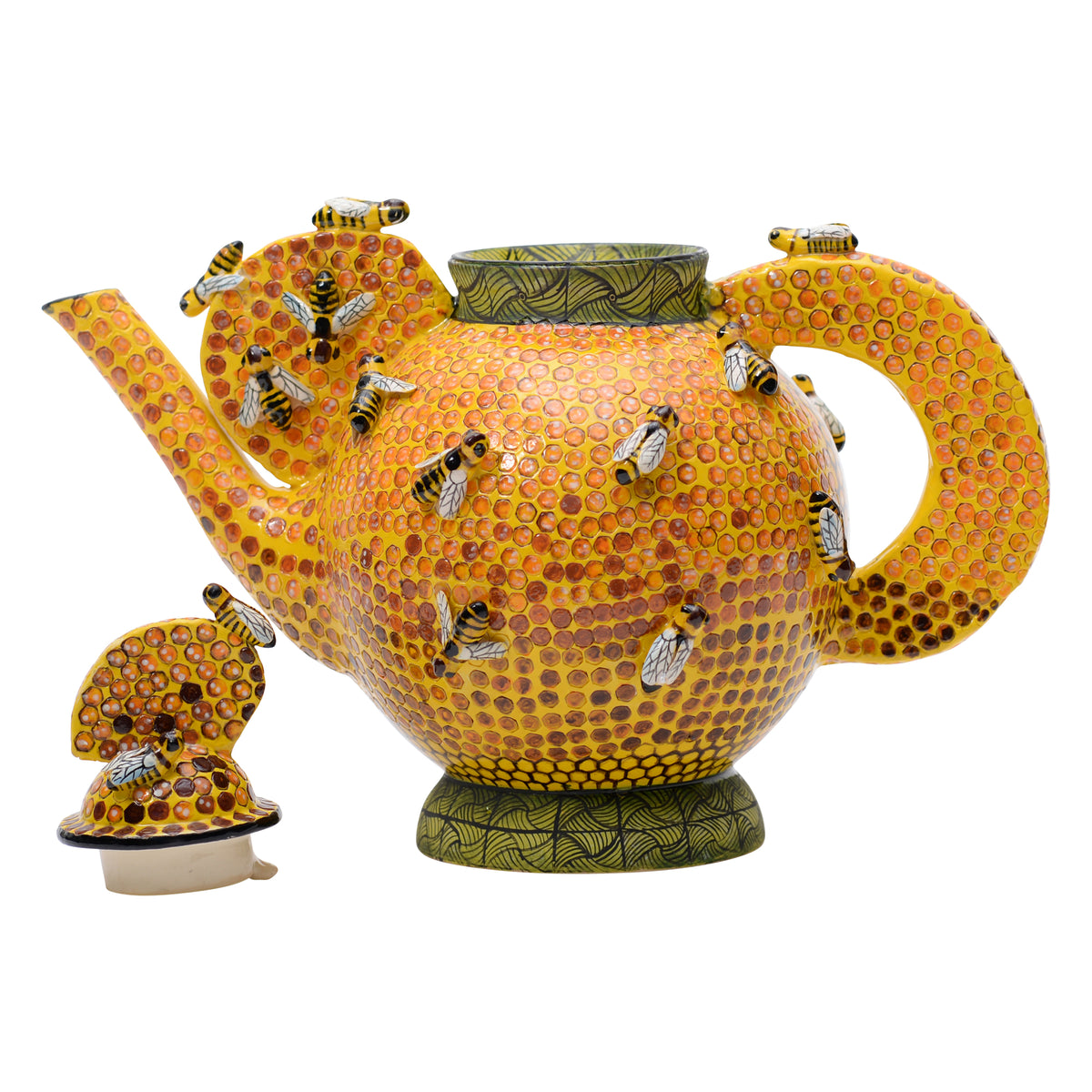 Bees on honeycomb teapot
