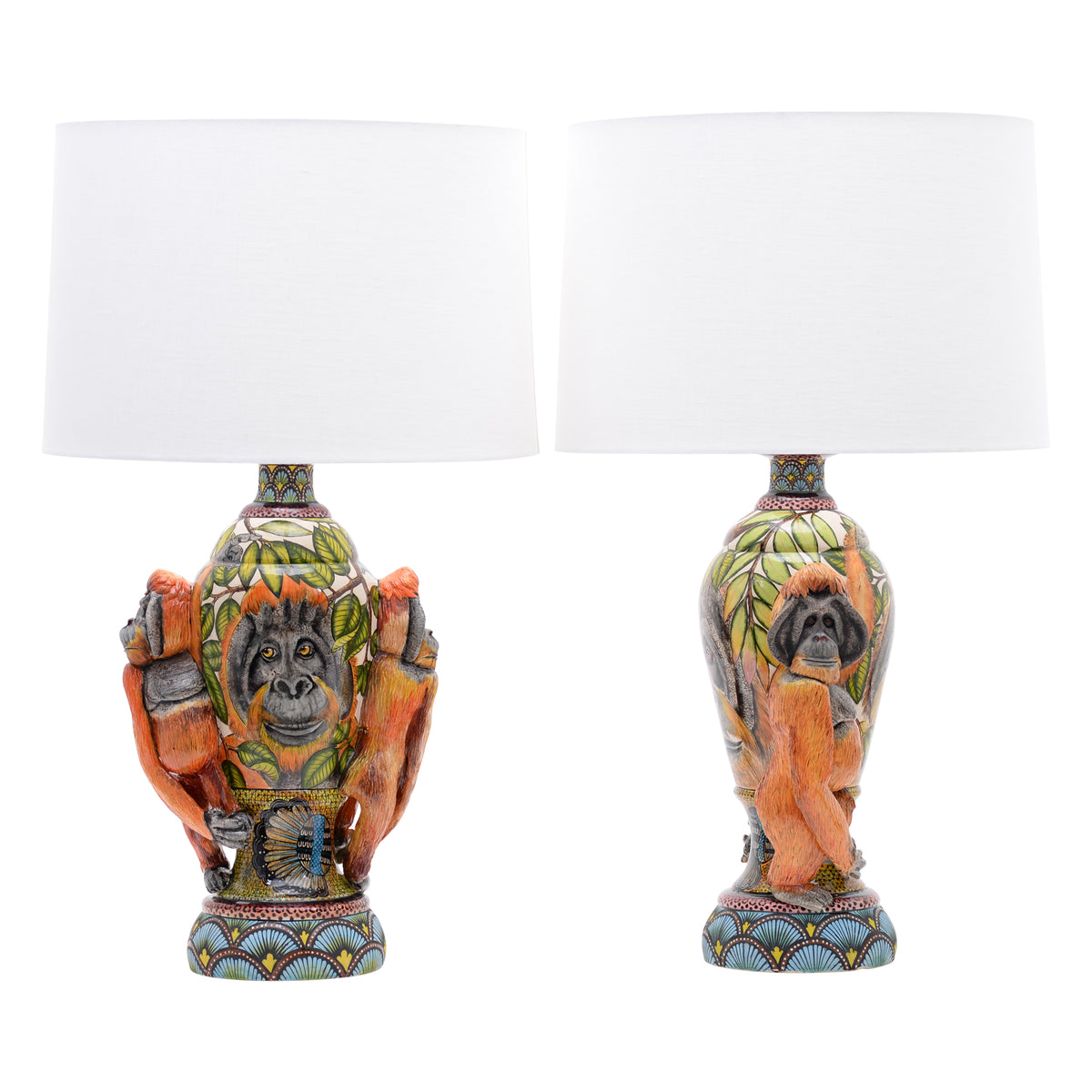 Pair of gorilla lamps