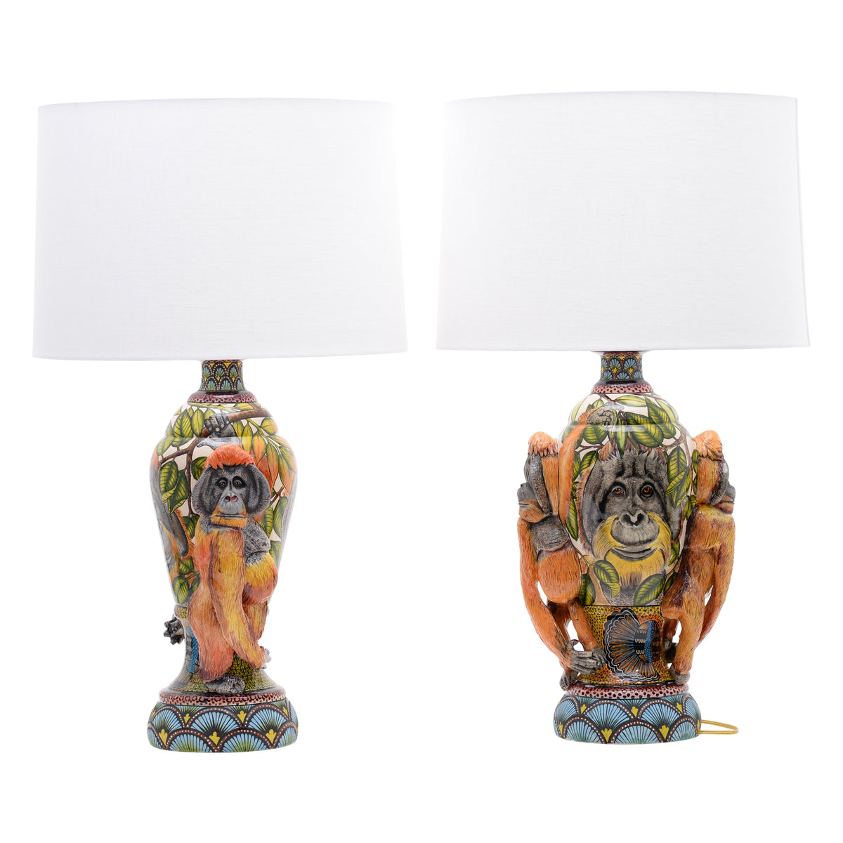 Pair of gorilla lamps