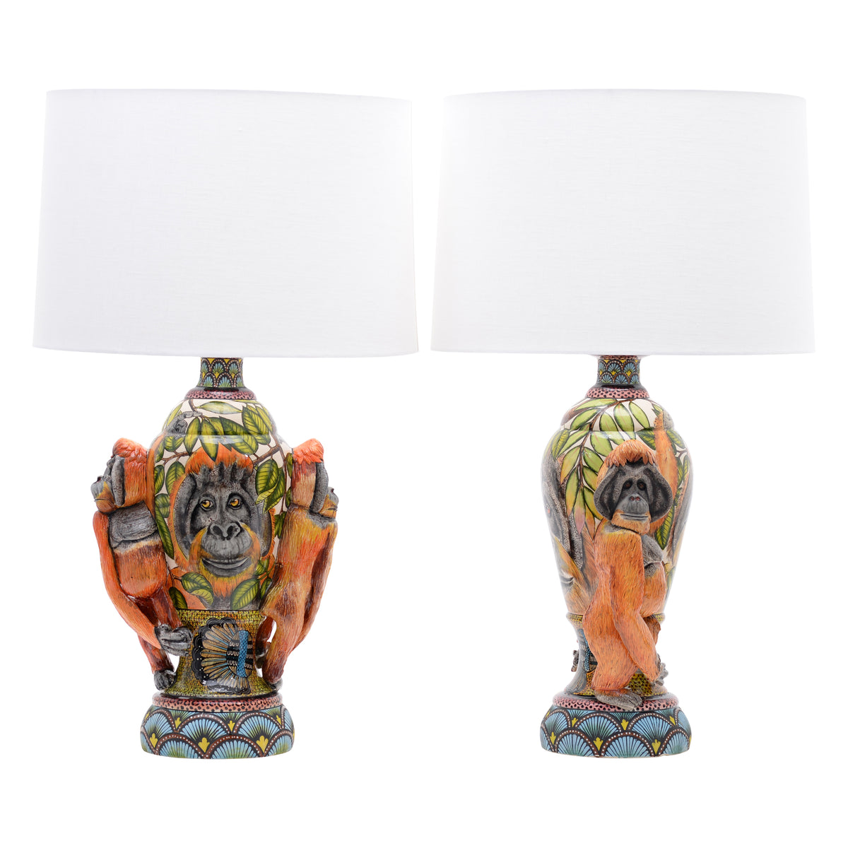 Pair of gorilla lamps
