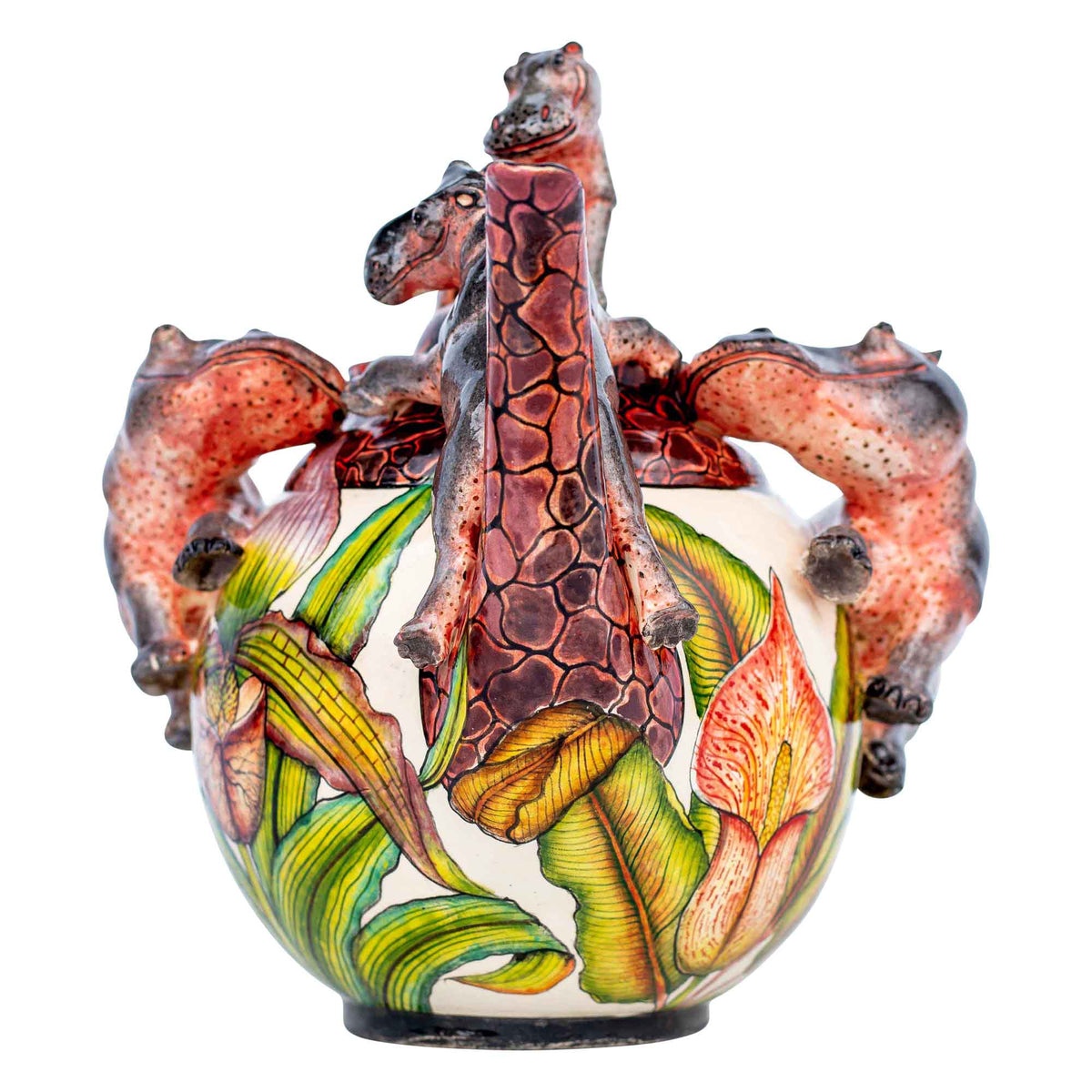 Hippo & cymbidium orchid teapot