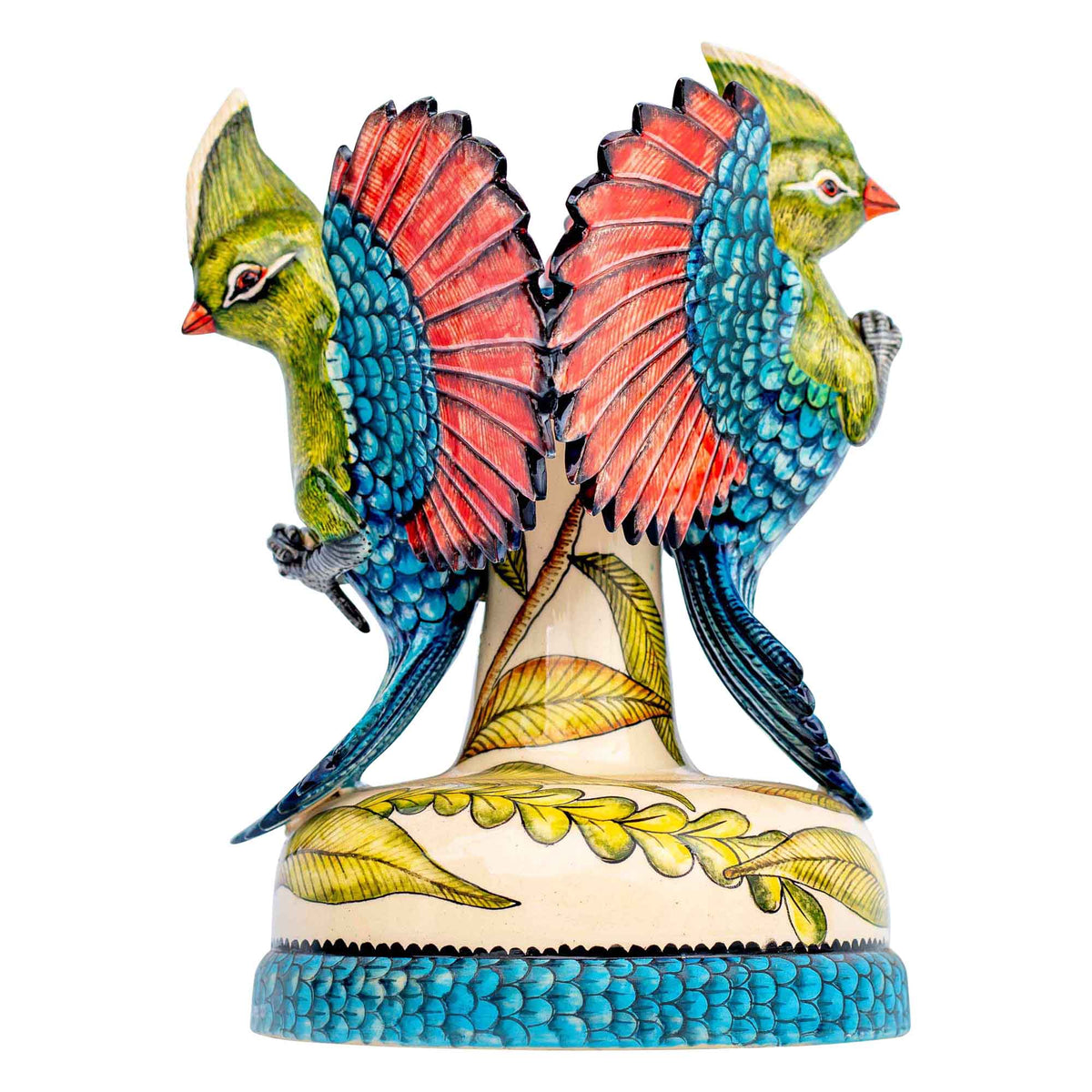 Pair of turaco candleholders