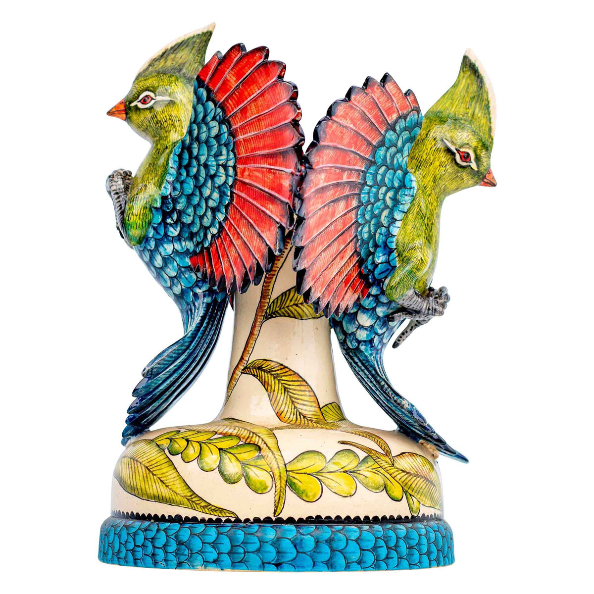 Pair of turaco candleholders