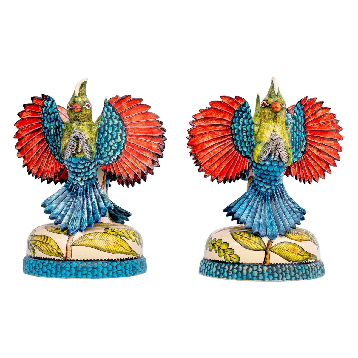 Pair of turaco candleholders