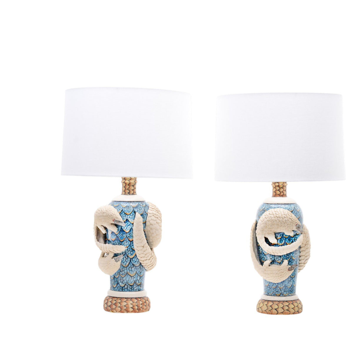 Pair of pangolin lamps