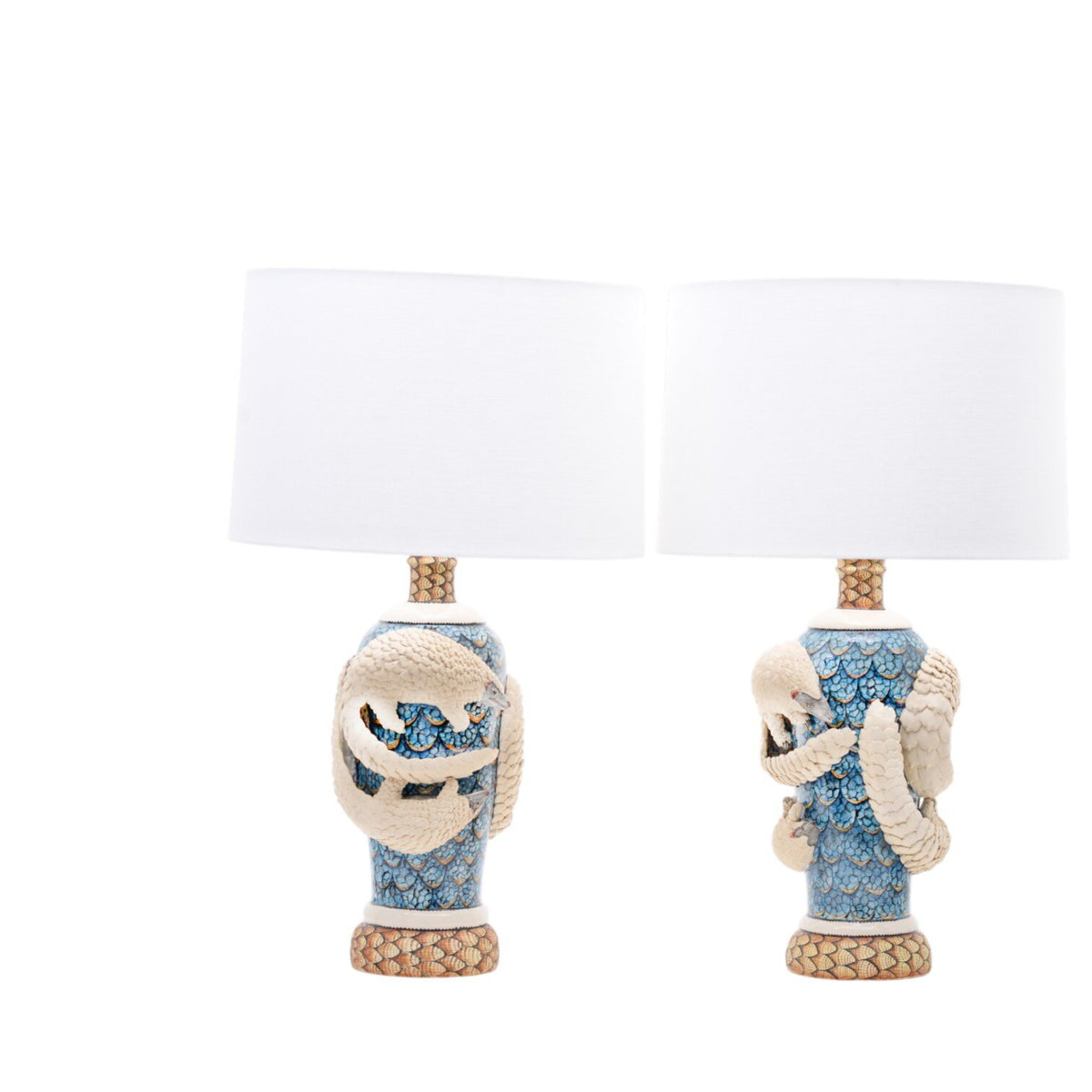 Pair of pangolin lamps