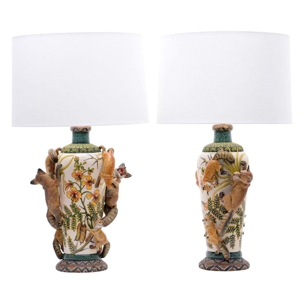 Pair of fox lamps