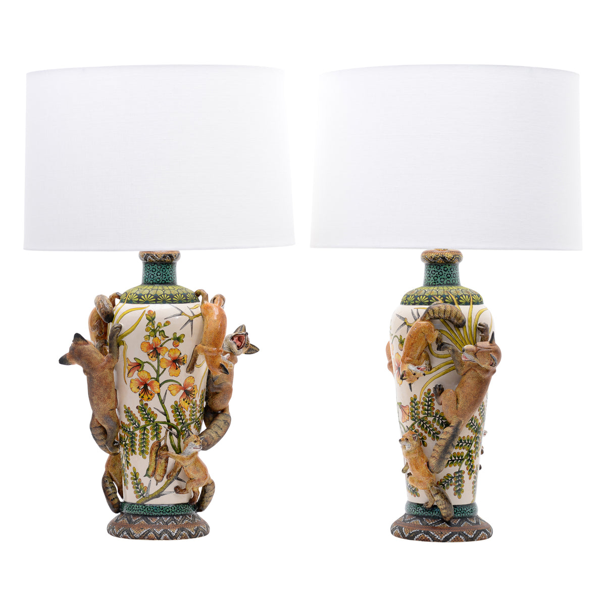 Pair of fox lamps
