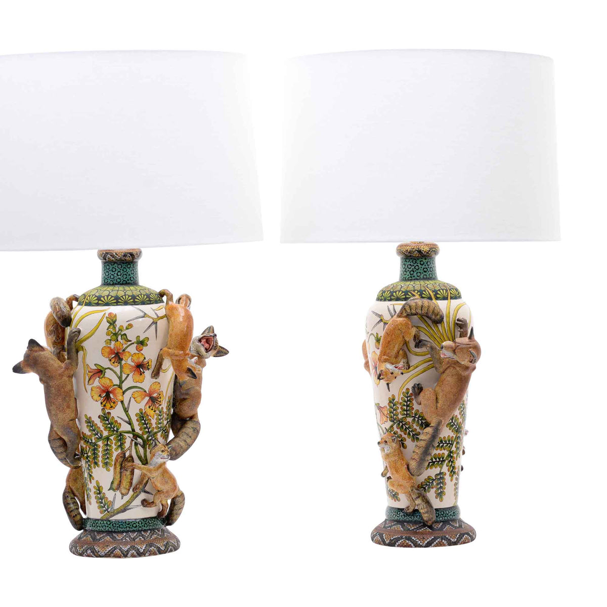 Pair of fox lamps
