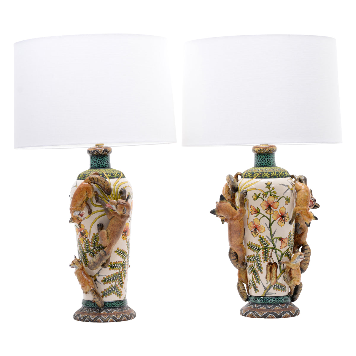 Pair of fox lamps