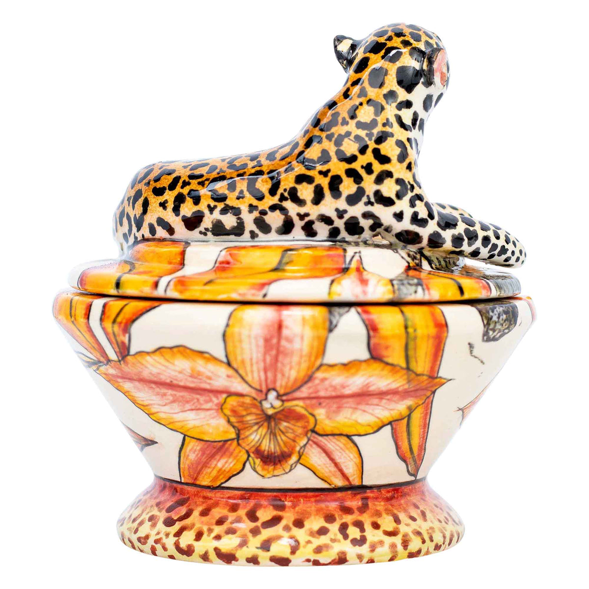 Leopard & orchid jewelry box
