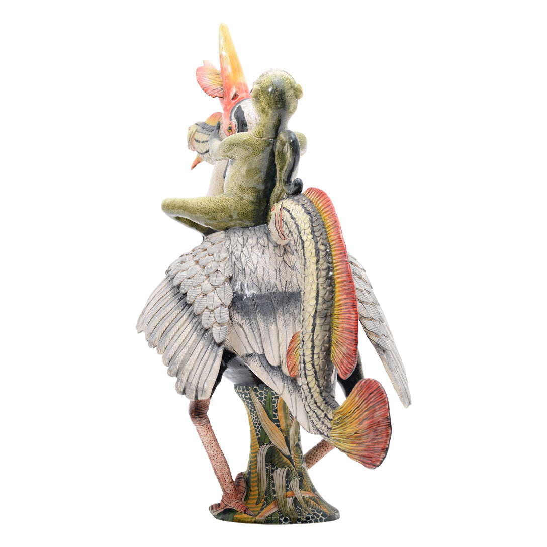 Heron & fish monkey teapot