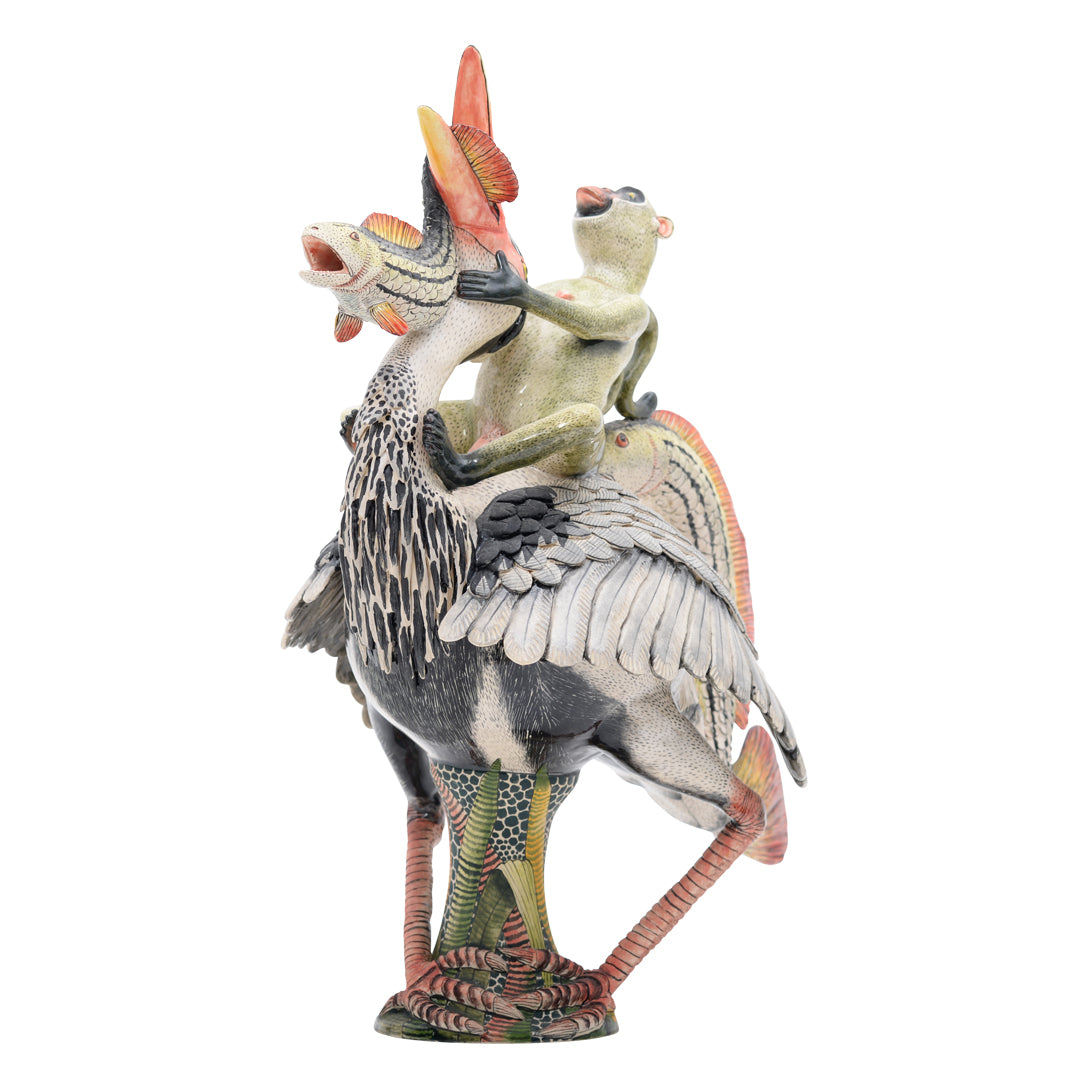 Heron & fish monkey teapot